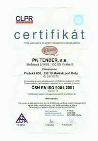 Získali jsme certifikát o řízení jakosti ISO 9001:2001